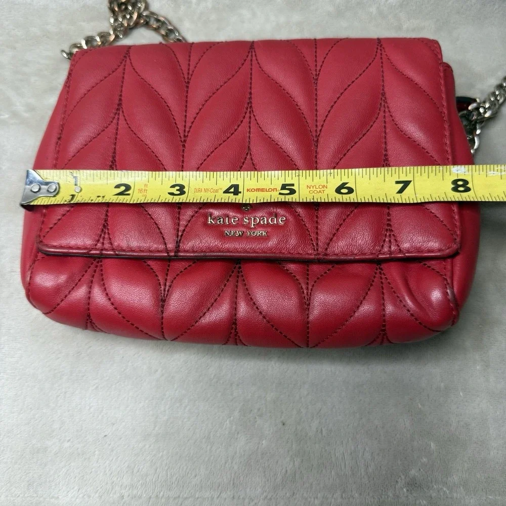 Kate Spade New York Quilted Crossbody Bag‎ Red With Gold Chain Strap